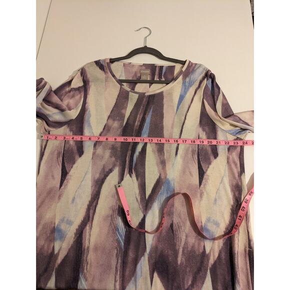Chico's Tunic Dress Brushed Side Slit Abstract Art Stretch Knit Purple Size XL - Picture 11 of 12